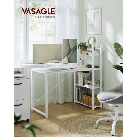 Kirjutuslaud riiulitega 120 cm laiune vahtravalge