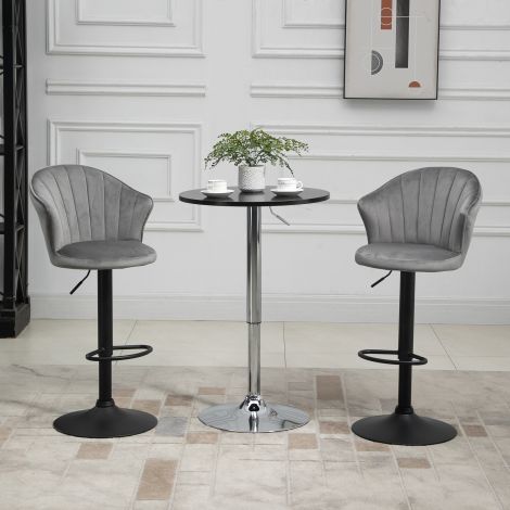 2-osaline komplekt baaripukke pöörlevad baaritoolid seljatoega kõrguse reguleeritav samet puudutus hall, käetugedeta, 51,5x57,5x93-114,5cm kööki ja baari jaoks.