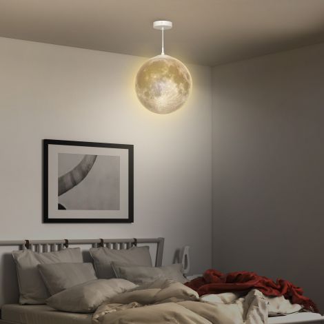 3D Kuu rippvalgusti lambiga koos rakenduse juhtimisega, muusika kuulamp lae laelamp CCT ja RGB värvimuutusega kööki, söögituppa, kreemvalge
