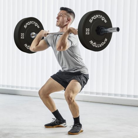 SPORTNOW 2-osaline hantlikomplekt, 2 x 20 kg raskused, hantlikettakomplekt, raskusplaadid 5 cm hantlivarrele, Ø 50 mm ava, must