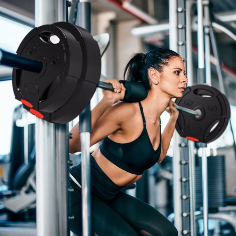 SPORTNOW 4-osaline hantlikomplekt, 2 x 5 kg/7,5 kg raskused, hantlikettakomplekt, raskuskettad 2,5 cm hantlivarrele, Ø 30 mm ava, must