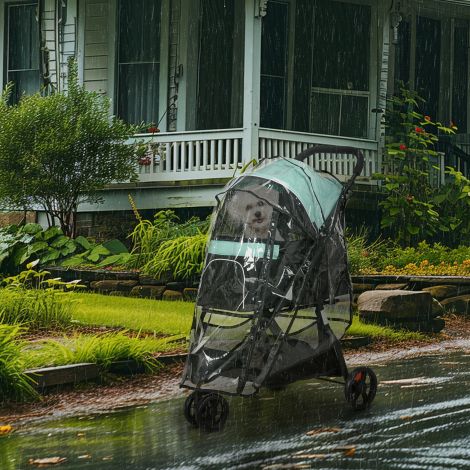 2-in-1 koerakäru koerabuggy vihmakaitsega kokkupandav koertele ja kassidele kuni 10 kg kassibuggy padja, võrgakende, uste, hoiukorviga kassikäru buggy roheline