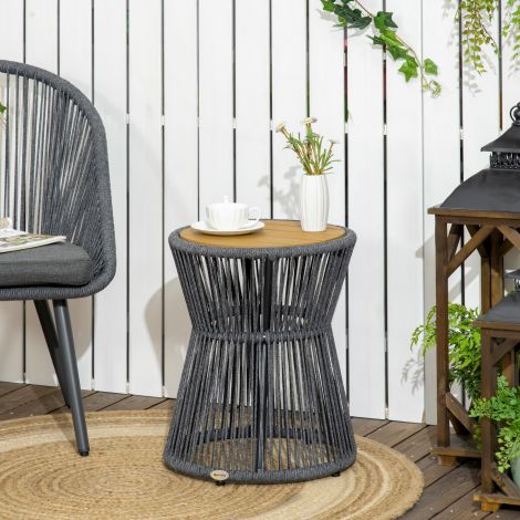 Aialaud bistroolaud kohvilaud plastikust lauaplaadiga reguleeritavate jalgadega, terrassile, tumehall+looduslik