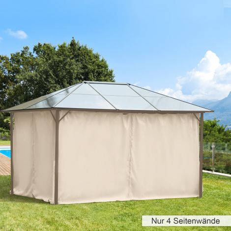 Paviljon 3x4 m koos 4 külgseinaga, peotelk polüestrist beež, 352 x 205 cm, ideaalne aiapidudeks.