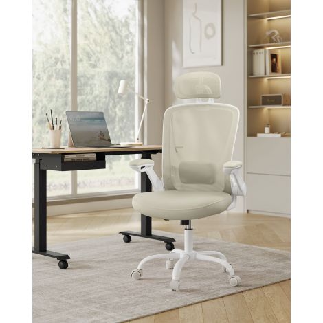 Ergonoomiline kontoritool võrguga cappuccino-beež