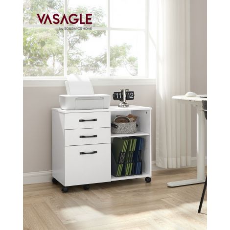 Rullkonteiner 3 sahtli ja ratastega valge