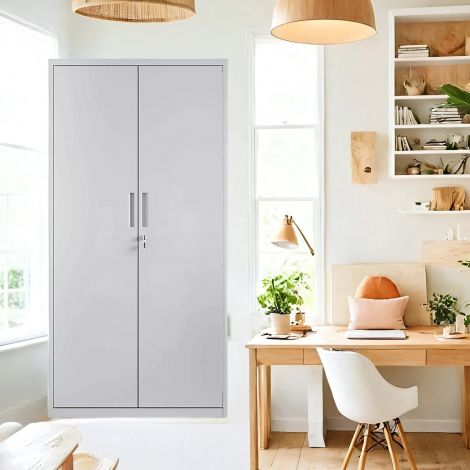 Toimikapp, mitmeotstarbeline kapp, hoiukapp, 5 taset, 40 x 80 x 180 cm, kahekordsed uksed, lukk, reguleeritavad riiulid, mattvalge