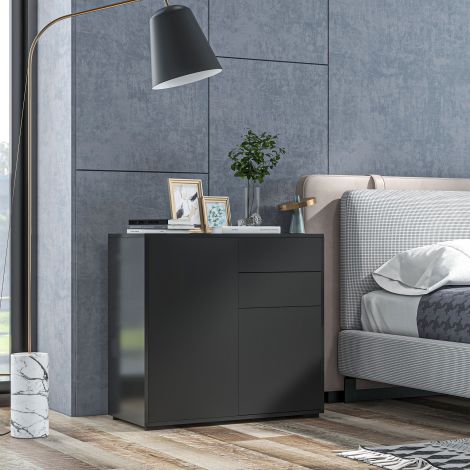 Must külgkapp hoiukapp 2 sahtli ja 2 uksega, kallutuskaitsega elutuppa magamistuppa 117x36x74cm.de