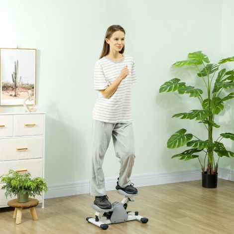 SPORTNOW Mini-Stepper kodus kasutamiseks LCD-ekraaniga, üles-alla stepper libisemiskindlate pedaalidega, stepper kodune treeningseade kuni 100 kg, jalgade treenimiseks, kodukontori fitness treening, hall