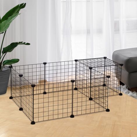 Väikeloomade metallvõre aedik paindlik must 106x73x36cm