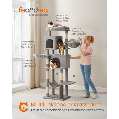 Mitmekorruseline kriimustuspost 175 cm kõrgune, tuvihall
