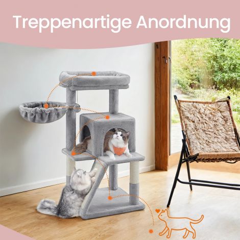 Kraapimispuu, kassipuu, ronimistorn kassidele, peidukoobas, kraapimislaud, helehall PCT51W