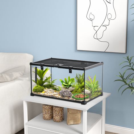 Roomaja terrarium Roomajate söötmiskast Klaasterrarium Kahepaiksed Ämblikulaadsed termomeetriga Roomajate kasvatuskast 50 x 30 x 25 cm
