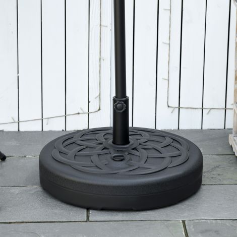Päikesevarju alus kuni 35 kg täidetav varjualus, ümmargune varjuhoidja, varju kaal, alus päikesevarjule Ø38/48 mm, rõdule, terrassile, aeda, must.