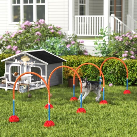 Agility komplekt koertele 5-osaline täidetav agility-varustus koerte treenimiseks tõkkehüppesett reguleeritavate agility-uste kandekott treeningvarustus koordinatsioonitreening mängude treeninguks