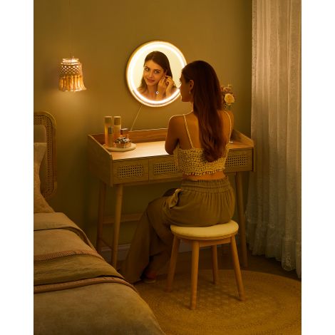 Jumestustool ümmargune boho-stiil kreemvalge-tammbeež