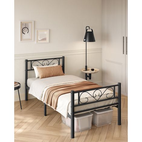 Metallist voodiraam 90 x 200 cm, must