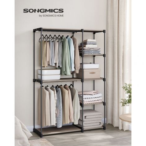 Riidepuudega avatud riidekapp 43 x 124 x 182 cm taupe