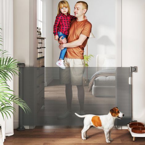 Trepivärav Tõmmatav 0-136cm 87 cm Kõrge Uksevärav Trepirullikaitse Tõkkevärav Trepivärav Lemmikloomadele Uksevõre Kaitsevõre Sobib Treppidele Ustele Sise- ja Välistingimustes
