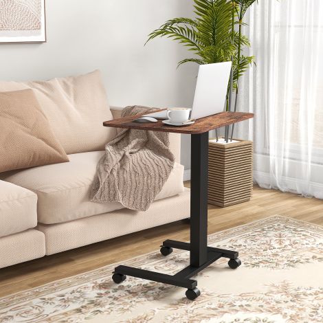 Vinsetto kõrguse reguleeritav sülearvutilaud, 4 ratta, 2 piduri, 65 cm x 48 cm x 108 cm, käsivända, piduri, puitlaastplaadi, rustikaalse pruuni värviga| Aosom