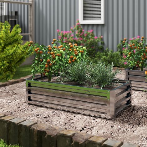 Terasest kõrgpeenar, ilmastikukindel istutuskast, varajane peenar, aiapeenar, roostevaba lillekast, istutuskast, istutuskonteiner 120x60x30,5 cm aeda, rõdule, köögiviljapeenar lilledele, taimedele, köögiviljadele