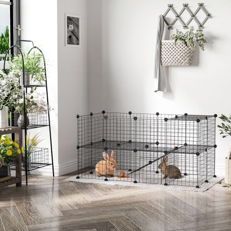 Iseseisev tõkkepuu DIY mänguaed väikeloomadele 36 plaati must 146x73x73cm turvaline kutsikate mänguaed siseruumidesse ja õue.