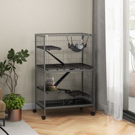 Mitmefunktsionaalne näriliste puur 4 platvormi 3 kaldteed 4 ust Mõõdud 80P x 52L x 128K cm Teras Hall Hõbedane Must