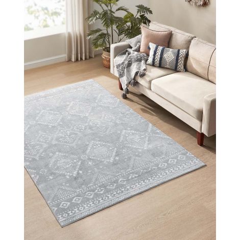 Boho vaip, 120 x 170 cm, magamistoa vaip, elutoa vaip, libisemiskindel vaip, pestav vaip, kohev, kaunistus, elutuppa, liivabež TAR027L02