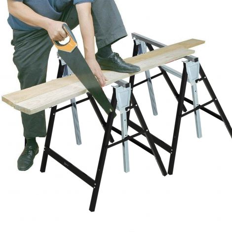 DURHAND saepukk kõrguse reguleerimisega kokkupandav metall must 68x56x80-130cm kuni 200kg kandevõime puidutöödeks.
