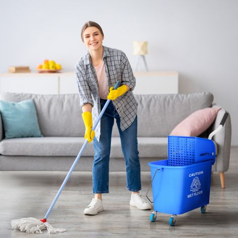 Puhastuskäru pesuämber majapidamine 20 L tsentrifuugi ja eraldajaga puhta ja musta vee jaoks Sinine 60L x 27L x 70,5K cm