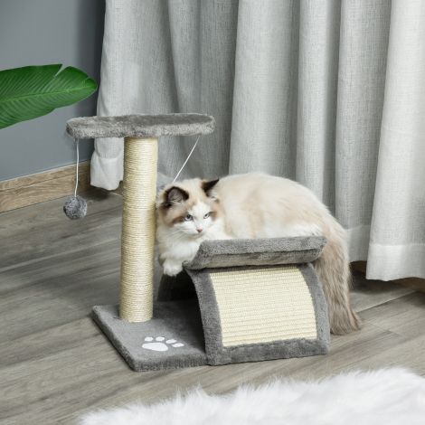 Kassipuu väike, 43H cm, kuni 10 kg, lamamispind, tunnel, mängupall, sisal, helehall