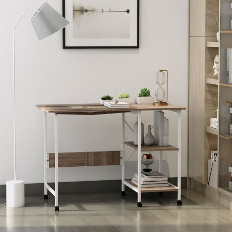 Kokkupandav laud Ratastel mobiilne kirjutuslaud, abilaud, MDF, naturaalne, 107x55x76cm| Aosom