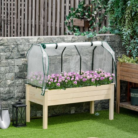 Kõrgpeenar varajane peenar 121x55x117 cm kuusepuidust kaitsekilega ja drenaažiaukudega, veekindel aia ja rõdu jaoks looduslikus värvitoonis.