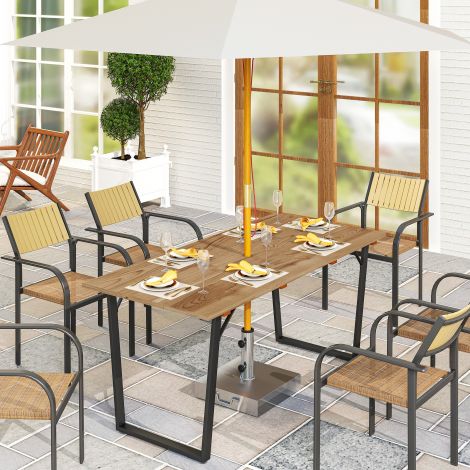 Aialaud puit 175x80 cm ilmastikukindel rõdulauaga varjuava, buffeelaua, matkalaud 6 inimesele, terrassilaud, välistingimustes söögilaud aeda, terrassile, rõdule pruun
