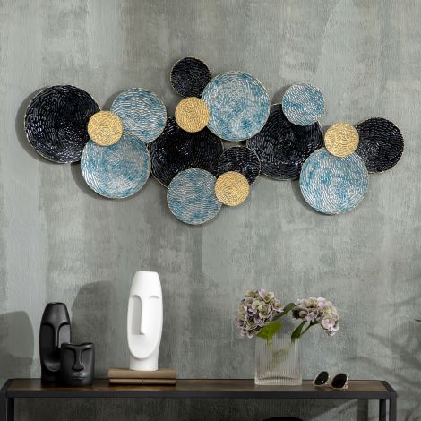 3D seinapilt metallpilt seinaskulptuur moodne elutoakunst 121x53cm kuldne must sinine stiilseks kaunistuseks.de