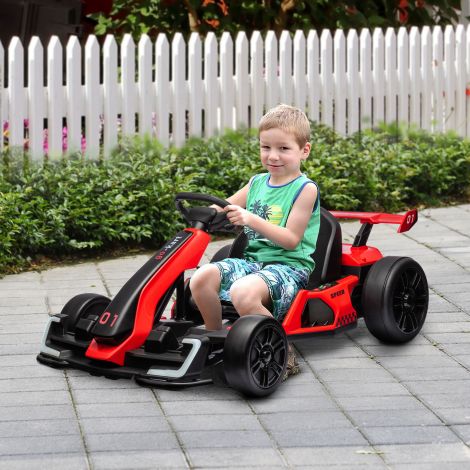 Laste elektriline kardisõiduk 24 V 6-12 km/h driftikart driftirežiimiga, aeglase käivitusega, 3-kordselt reguleeritava istmega kardisõiduk koos muusika kuvamisega, turvavööga lastele vanuses 6-12 aastat, punane.