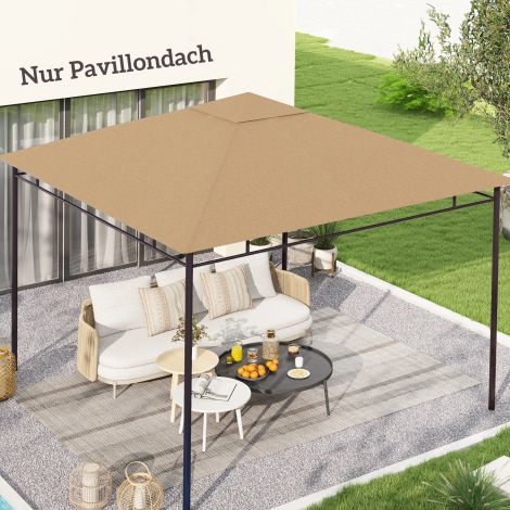Paviljoni katus Varukatus paviljonile 2,98 x 2,95 m päikesekaitse polüester beež, ilmastikukindel ja UV-kindel.