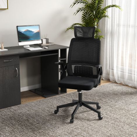 Vinsetto ergonoomiline reguleeritav kontoritool peatoe ja käetugedega, kõrguse reguleeritav arvutitool pööratava tooli ja kiikfunktsiooniga.
