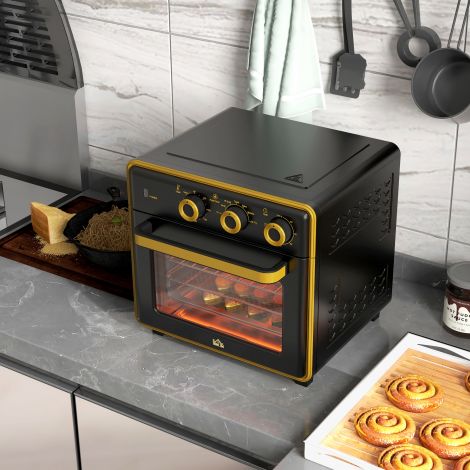 väike ahi 20L 1400W 90-230℃ 1-tunnise taimeriga 3 resti asendit küpsetusplaat raud must 36cm x 37,7cm x 34,5cm.de