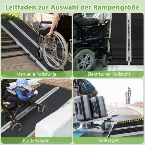 152,5 x 74 cm ratastooliramp, kaasaskantav ja libisemiskindel kokkupandav ramp, kuni 272 kg kandevõimega, alumiinium