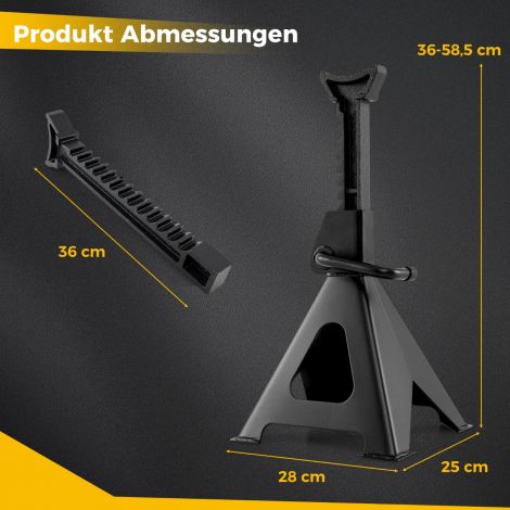 2-osaline komplekt 6-tonnise kandevõimega tungraua toed reguleeritava kõrgusega 36–58,5 cm