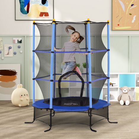 Laste batuut Ø163 cm, batuut turvavõrguga, äärekate, aedbatuut lastele 3-10 aastat, kuni 50 kg kandevõime, sinine