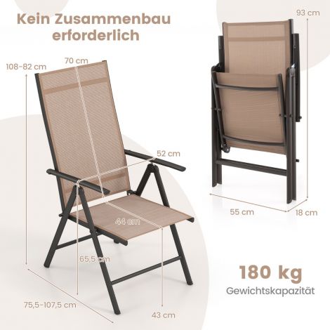 Aiatool 7-astmeliselt reguleeritava seljatoega, kokkupandav, kandevõime kuni 180 kg, pruun, 1 tk