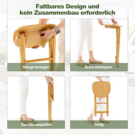 Komplekt 2 kokkupandavat bambusest baaritooli jalatoega, istme kõrgus 61 cm, naturaalne