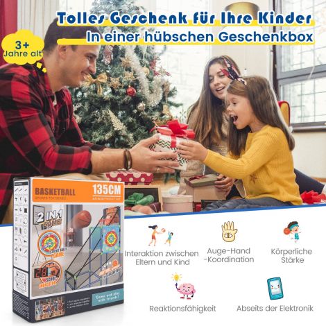 Arcade'i korvpallimängukomplekt tabloo ja heliefektidega, sisaldab 2 korvpalli ja pumpa, sinine