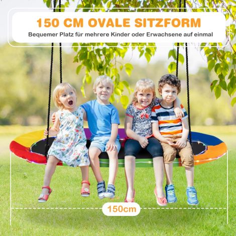 Ovaalne pesakiik, kandevõime kuni 300 kg, reguleeritavate köitega õuekiik lastele