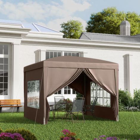Paviljon ca 3x3m, veekindel stabiilne talvekindel pop-up kokkupandav paviljon, UV-kaitse 50+, kokkupandav peotelk aiatelk 4 küljega kott aiamajake telkimiseks aeda, kohv.