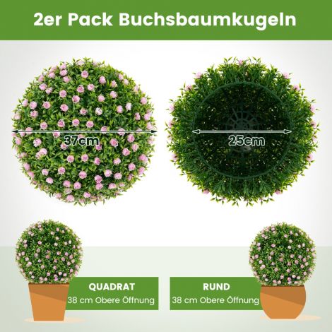 2-osaline pukspuukera, UV-kindlad dekoratiivkerad, vormilõigatud kunsttaim, dekoratiivtaim Ø37 cm