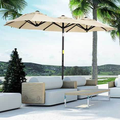 Aia vari 285x147cm turuvari kaldenurgaga kahekordne päikesevari tuulekatusega terrassile ja aeda Khaki.de