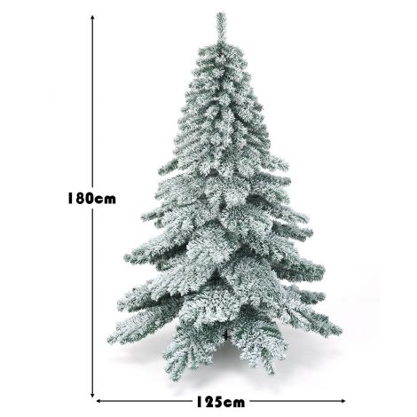 180 cm kunstlik jõulupuu lumeflokkidega, PVC okastega, roheline + valge